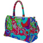 Colorful distorted shapes on a grey background                                                     Duffel Travel Bag