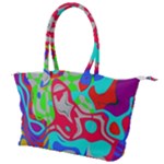 Colorful distorted shapes on a grey background                                                   Canvas Shoulder Bag