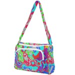 Colorful distorted shapes on a grey background                                                   Front Pocket Crossbody Bag