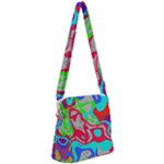 Colorful distorted shapes on a grey background                                                  Zipper Messenger Bag