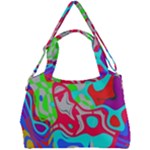 Colorful distorted shapes on a grey background                                                  Double Compartment Shoulder Bag