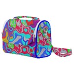 Colorful distorted shapes on a grey background                                                  Satchel Shoulder Bag