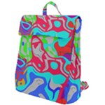 Colorful distorted shapes on a grey background                                                  Flap Top Backpack