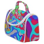 Colorful distorted shapes on a grey background                                                  Satchel Handbag