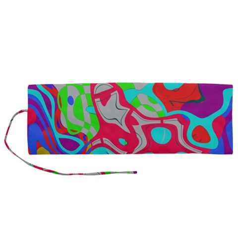 Colorful distorted shapes on a grey background                                                  Roll Up Canvas Pencil Holder (M) from ArtsNow.com