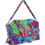 Colorful distorted shapes on a grey background                                                  Canvas Crossbody Bag