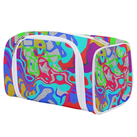 Colorful distorted shapes on a grey background                                                  Toiletries Pouch from ArtsNow.com