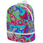 Colorful distorted shapes on a grey background                                                 Zip Bottom Backpack