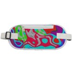 Colorful distorted shapes on a grey background                                                 Rounded Waist Pouch