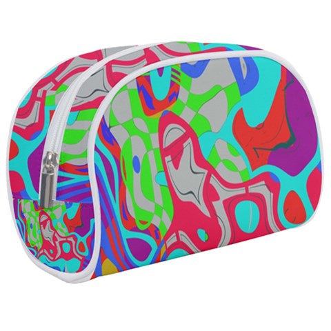 Colorful distorted shapes on a grey background                                                Makeup Case (Medium) from ArtsNow.com