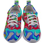 Colorful distorted shapes on a grey background                                                  Kids Athletic Shoes