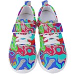 Colorful distorted shapes on a grey background                                                  Women s Velcro Strap Shoes