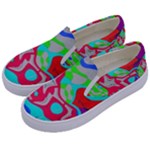 Colorful distorted shapes on a grey background                                                    Kids  Canvas Slip Ons