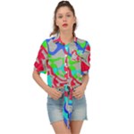 Colorful distorted shapes on a grey background                                                     Tie Front Shirt