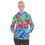 Colorful distorted shapes on a grey background                                                   Women s Hooded Pullover