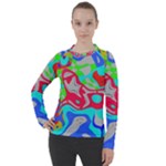 Colorful distorted shapes on a grey background                                                   Women s Pique Long Sleeve Tee