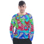 Colorful distorted shapes on a grey background                                                   Men s Long Sleeve Raglan Tee