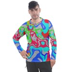 Colorful distorted shapes on a grey background                                                  Men s Pique Long Sleeve Tee