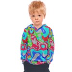 Colorful distorted shapes on a grey background                                                   Kids  Overhead Hoodie