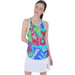 Colorful distorted shapes on a grey background                                                    Racer Back Mesh Tank Top