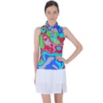 Colorful distorted shapes on a grey background                                                    Women’s Sleeveless Polo