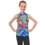 Colorful distorted shapes on a grey background                                                   Kids  Sleeveless Polo Tee