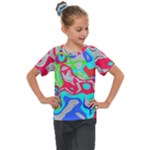 Colorful distorted shapes on a grey background                                                  Kids  Mesh Piece Tee