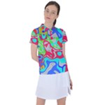 Colorful distorted shapes on a grey background                                                    Women s Polo Tee