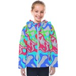 Colorful distorted shapes on a grey background                                                    Kids  Hooded Puffer Jacket