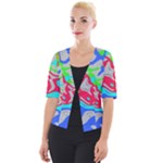 Colorful distorted shapes on a grey background                                                  Cropped Button Cardigan