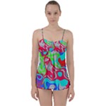 Colorful distorted shapes on a grey background                                                    Babydoll Tankini Set