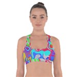 Colorful distorted shapes on a grey background                                                          Cross Back Sports Bra