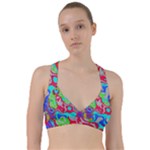 Colorful distorted shapes on a grey background                                                         Sweetheart Sports Bra