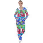 Colorful distorted shapes on a grey background                                                   Women s Tracksuit