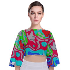 Tie Back Butterfly Sleeve Chiffon Top 