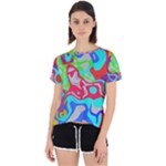 Colorful distorted shapes on a grey background                                                    Open Back Sport Tee