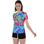 Colorful distorted shapes on a grey background                                                     Back Circle Cutout Sports Tee