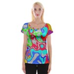 Colorful distorted shapes on a grey background                                                     Women s Cap Sleeve Top