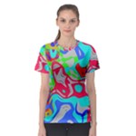 Colorful distorted shapes on a grey background                                                     Women s Sport Mesh Tee