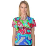 Colorful distorted shapes on a grey background                                                     V-Neck Sport Mesh Tee