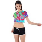 Colorful distorted shapes on a grey background                                                     Tie Back Short Sleeve Crop Tee