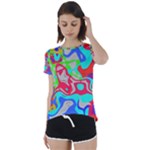 Colorful distorted shapes on a grey background                                                     Short Sleeve Foldover Tee