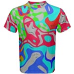 Colorful distorted shapes on a grey background                                                     Men s Cotton Tee