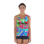 Colorful distorted shapes on a grey background                                                     Women s Sport Tank Top