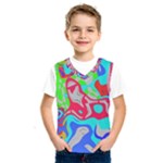 Colorful distorted shapes on a grey background                                                         Kids  Basketball Tank Top