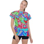 Colorful distorted shapes on a grey background                                                  Ruffle Collar Chiffon Blouse