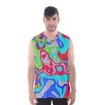 Colorful distorted shapes on a grey background                                                     Men s Basketball Tank Top