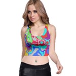 Colorful distorted shapes on a grey background                                                     Racer Back Crop Top