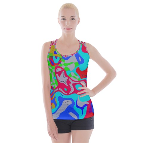 Colorful distorted shapes on a grey background                                                    Criss cross Back Tank Top from ArtsNow.com