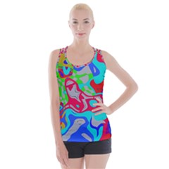 Colorful distorted shapes on a grey background                                                    Criss cross Back Tank Top from ArtsNow.com